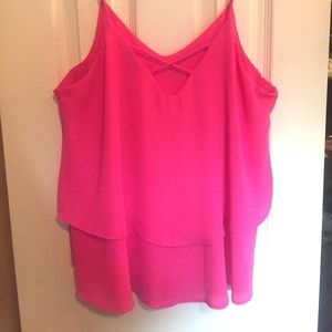 Francesca’s Hot Pink Tiered Tank